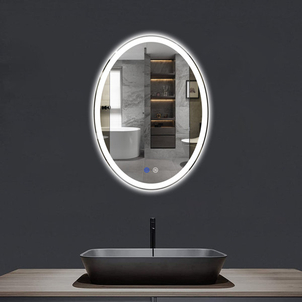 Orren Ellis Modern & Contemporary Lighted Fog Free Oval Bathroom